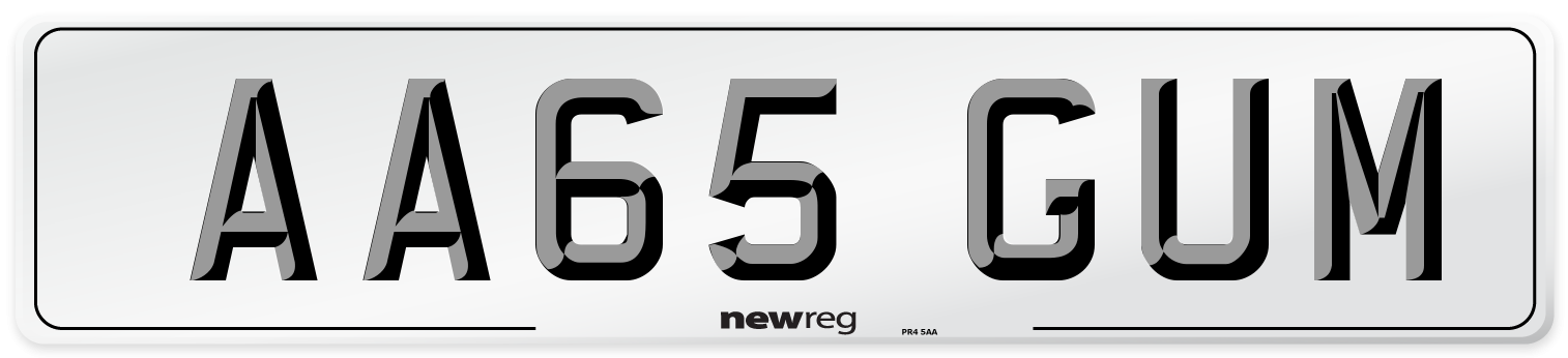 AA65 GUM Number Plate from New Reg